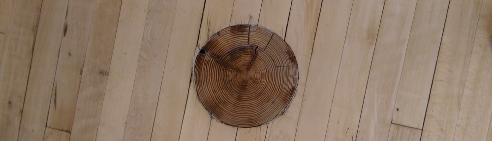 Pine tree post cut flush with floor