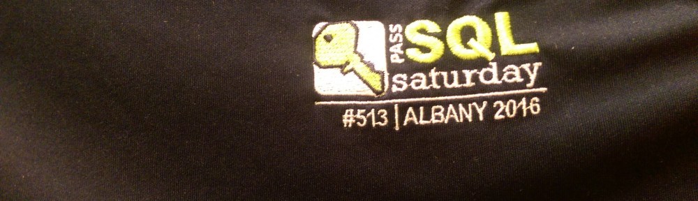 Logo on t-shirt from SQL Saturday Albany 2016