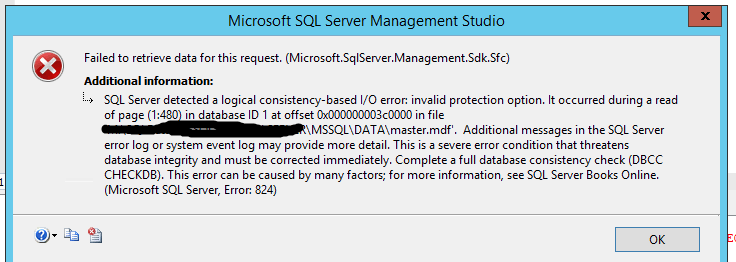 Master.mdf corruption