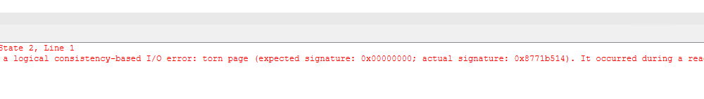 Bad database Error message
