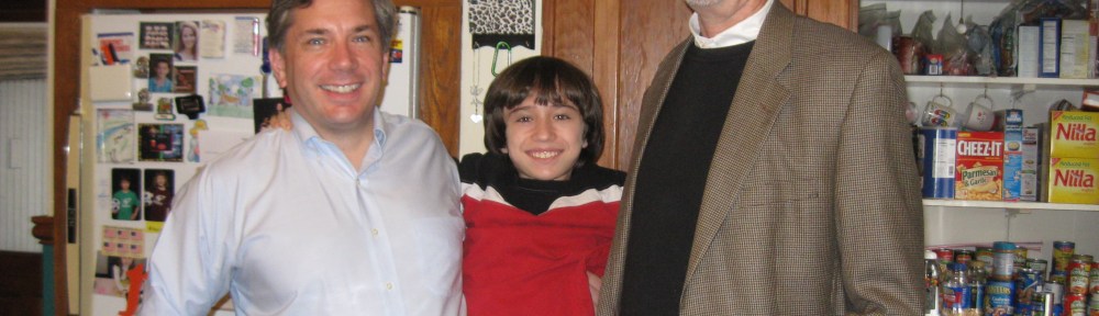 Greg Moore on the left, Ian in the center, Duke (Jay) Moore on the right in our kitchen