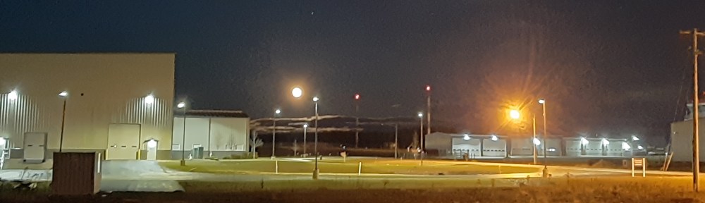 Moon rising over Schenectady County Airport