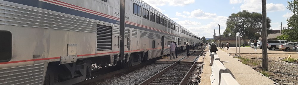 Amtrak's Empire Builder looking towards the back of the train