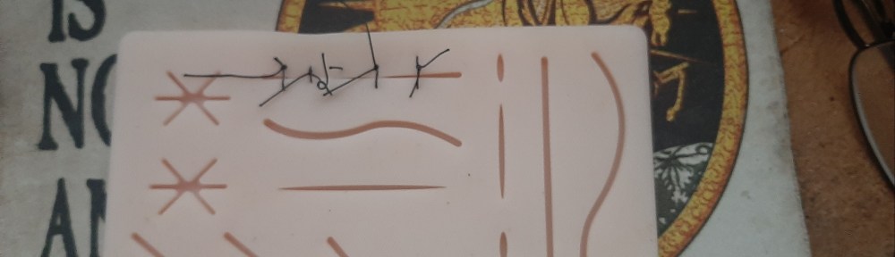 Suture practice on a pad