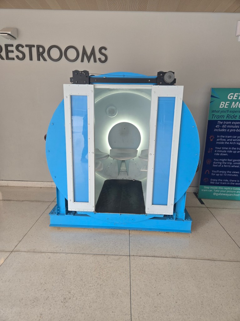 Example of the car one rides to the top of the Arch.